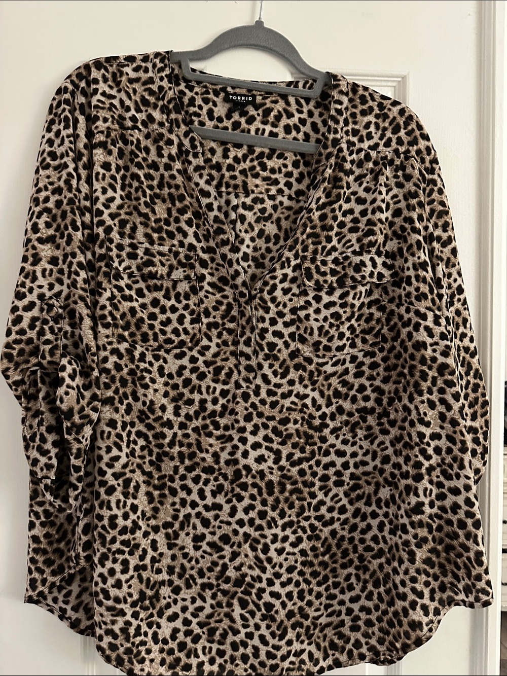 torrid Tan and Black Leopard Print Pullover Blouse